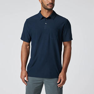 T-shirts à manches courtes personnalisés en gros, 3 boutons, T-shirts polo de performance pour hommes - Product Image 5