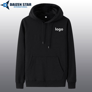 Sweat à capuche décontracté pour homme, hiver, 100% coton, écologique, respirant, coupe-vent, uni, logo personnalisé sur le devant, 300-500 grammes - Product Image 2