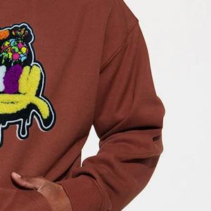 Chenille bordado sudaderas con capucha mejor calidad transpirable Chenille bordado sudaderas con capucha para hombre, 100% algodón básico mezclado - Product Image 5