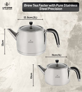 High Quality 18/10 Stainless Steel Tea Pot Set with <b>Induction</b> Compatible Base and Silicone Insulated Handles - Product Image 2