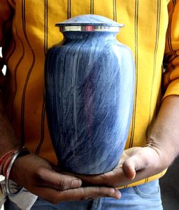 Adult Solid Metal Cremation Urn with Finish & Hand Engraving for Ashes Decorative Burial & Funeral Urns Supplies in India - Product Image 4
