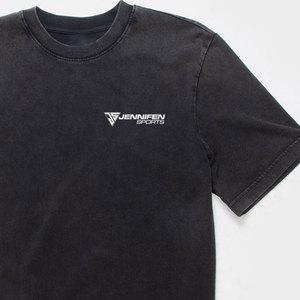 Acid Wash Men T-shirt personnalisé de haute qualité 100% tissu en jersey de coton, col rond, Design imprimé numérique personnalisé, étiquette de cou intérieure - Product Image 2