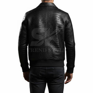 Veste en cuir de crocodile élégante pour homme, design moderne ajusté, décontractée pour tous les jours, veste en cuir gaufré de crocodile pour homme - Product Image 2