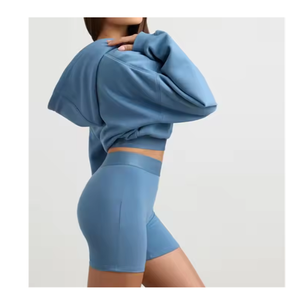 Sweatshirts à capuche surdimensionnés pour femmes avec logo personnalisé sweats à capuche à col rond imprimés logo avant décontracté solide hiver sweat à capuche à manches courtes - Product Image 4