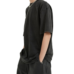 เสื้อยืดผู้ชายผ้าฝ้ายถักคุณภาพสูง 100% สไตล์วินเทจฟอกสี น้ำหนัก 250GSM เนื้อผ้าหนา ปรับแต่งได้ เป็นมิตรกับสิ่งแวดล้อม ระบายอากาศได้ดี - Product Image 1