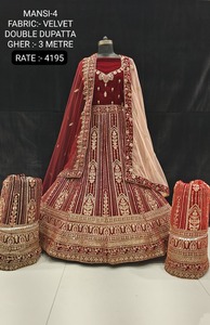 Ropa de boda de terciopelo hecha a mano Lehenga Choli, ropa india y pakistaní, suministro al por mayor de la colección de proveedores indios - Product Image 5