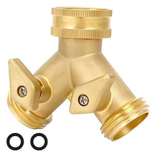 Tubo da giardino in rame 2 vie Splitter in ottone tubo da giardino <span class=keywords><strong>rubinetto</strong></span> Splitter per irrigazione acqua da giardino - Product Image 1
