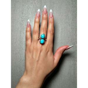 Antionette Martinez Kingman Dainty <b>Ring</b> with <b>Turquoise</b> & Sterling Silver Smooth Bezel Setting Size 9.25 for Everyday Wear - Product Image 5