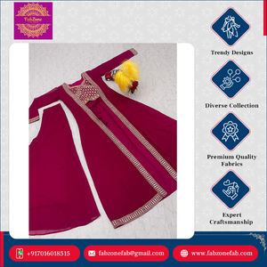 La mejor calidad Faux Georgette Designers Luxury Look Party Wear Shrug and Palazzo con Choli Indo-Western Set para mujer - Product Image 3