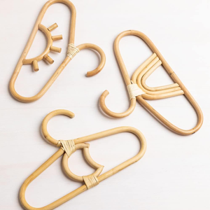 Lot de 3 cintres en rotin pour séchage de vêtements Cintres en rotin naturel pour bébé, enfant en bas âge, vêtements - Product Image 3