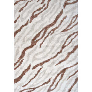 Tapis rectangulaire en fourrure synthétique Netline Home Moodi, couleur crème/terre, pour salon, chambre à coucher, couloir - Product Image 1