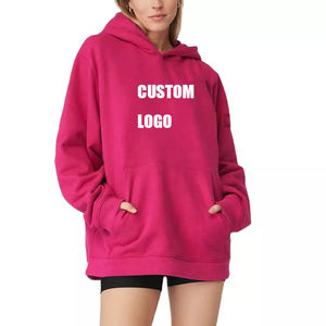 Pull à capuche à manches longues personnalisé pour femmes Baggy Fleece Sweatshirt avec poche pour l'automne/hiver - Product Image 1