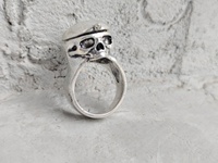 Bague pendentif crâne doré gothique avec compartiment secret, en laiton fait main, bijou crâne steampunk pour motard, bague de rangement secrète