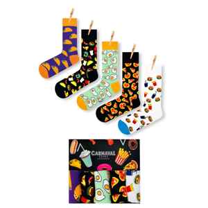 5-Pack Breathable Jacquard Print Colorful <b>Sock</b> <b>Boxes</b> Customizable One Nylon Fast Food for Boys for Daily Use for Spring - Product Image 1