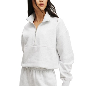 Sweat-shirt à demi-fermeture éclair en coton pour femmes, décontracté et personnalisé, confortable et polyvalent pour toutes les saisons 2026 - Product Image 5