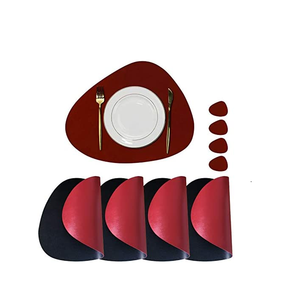 ชุดแผ่นรองบนโต๊ะรับประทานอาหารทำจากหนังพร้อมจานรองแก้วงานแฮนด์เมด - Product Image 5