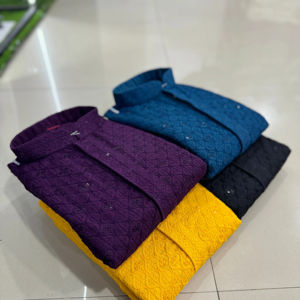 Trabajo de bordado de pollo en tela de rayón Luckhnowi Kurta pijama para hombres - Product Image 1