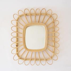 Vintage decorative rattan <b>wall</b> mounted <b>mirror</b> eye shape sunburst handcrafted 3d wicker <b>hanging</b> <b>mirrors</b> - Product Image 5