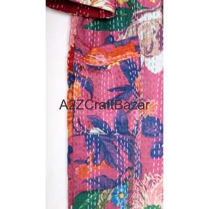 Handmade Vintage Luxury Floral Printed 100% Cotton V-Neck Drawstring Closure Short Sleeve <b>Robe</b> for <b>Women</b> Soft Breathable - Product Image 2