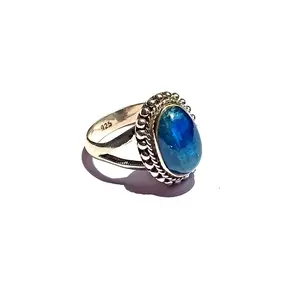 Natural crystal wholesale Gemstones Blue Tanzanite Silver Electroplated Ring Beautiful super Quality