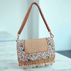 กระเป๋ามีฝาปิดประดับด้วยลูกปัดกระเป๋าคลัทช์สำหรับออกงานกลางคืนทำด้วยมือของผู้หญิงกระเป๋าคลัทช์สุดหรูสำหรับผู้หญิง - Product Image 1