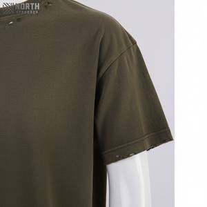 T-shirt pour homme vintage à logo personnalisé, délavé à l'acide, lourd, 100% coton, sans manches, séchage rapide, respirant, surdimensionné - Product Image 4