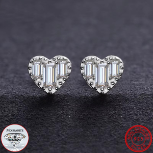 Top Quality 100% 925 <b>Silver</b> <b>Earrings</b> Fashion Classic <b>Heart</b> VVS1 Baguette Moissanite <b>Earring</b> For Women - Product Image 3