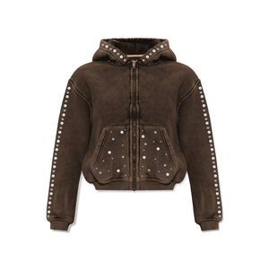 2025 luxe 400GSM hommes Boxy Fit sweat à capuche avec strass et lavage à l'acide en détresse personnalisé strass à capuche - Product Image 1