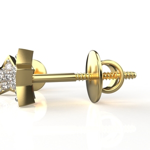 เครื่องประดับอัญมณี avarta 18K ต่างหูเพชรรูปดาวสีทอง - Product Image 2