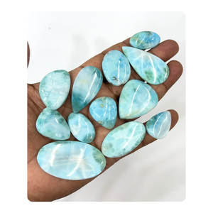 Larimar bleu naturel de qualité AAA, pierre précieuse en vrac, cabochon, forme et taille mélangées, environ 20 à 30 mm. - Product Image 1