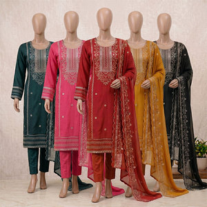 Cotton <b>Suit</b> Unstitched <b>Dress</b> Traditional 3-Piece <b>Women's</b> <b>Suits</b> Casual Summer Fit Length Pakistani Wear <b>Wedding</b> Party Quick Dry - Product Image 5