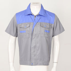 Chemises de travail cargo Chemise à manches courtes pour hommes Chemise de travail de haute qualité Fermeture éclair sur le devant/bouton Couleur grise - Product Image 3