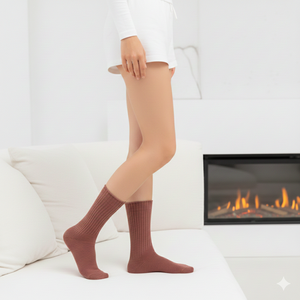 Chaussettes habillées d'affaires pour femmes de haute qualité hiver longueur d'équipage coton biologique écologique confortable respirant-conception antidérapante - Product Image 2