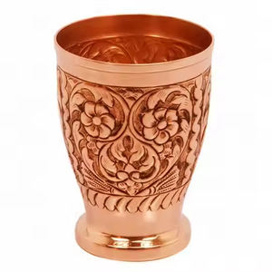 Verre à vin classique en cuivre pur, écologique, jetable, fait à la main, logo personnalisé, article décoratif pour les fêtes - Product Image 4