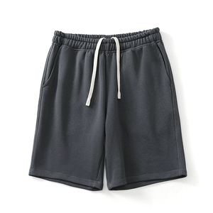 Shorts en coton uni pour homme, taille élastique avec cordon de serrage, décontractés, respirants, style Bermuda - Product Image 2