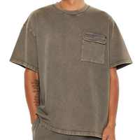 100% coton hommes t-shirts à manches courtes Vintage t-shirt surdimensionné ajusté avec poche impression personnalisé lavé hommes T-shirts