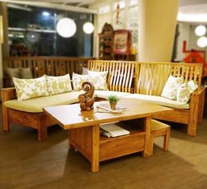 Conjunto de Sofá en Forma de L Extensible Funcional y Contemporáneo con Sillas y Mesas de Centro para Sala de Estar - Product Image 1