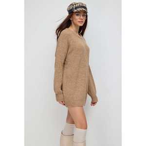 Suéter de Punto Extra Grande para Mujer, Transpirable, de Lana Merino, Informal, Premium, de Punto Trenzado Vintage para Otoño e Invierno, con Frente Incluido - Product Image 3