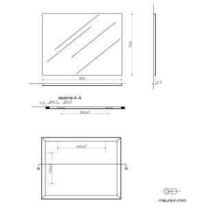 Miroir de salle de bain réversible 90x70 cm encadré avec support - Product Image 6