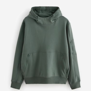 Veste d'hiver OEM de haute qualité 100% coton double couche à capuche avec logo 3D brodé teint en plaine tricoté style ample - Product Image 1