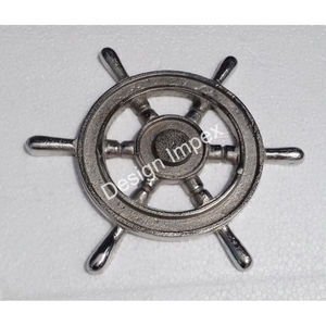 Nickle Plated Ship Wheel Sculpture <b>Decorative</b> <b>Object</b> Wholesale Nautical Style Premium Grade Ship Wheel Marine Home Decor Supply - Product Image 4