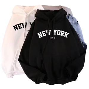 Sudadera con Capucha para Mujer, Color Sólido, Manga Larga, Tejido de Algodón, Informal, Otoñal, Transpirable, con Logotipo Estampado en la Parte Delantera - Product Image 1