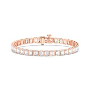 Pulsera de tenis para mujer con forma de bisel de diamante Moissanite de corte esmeralda de 7,56 quilates hecha en plata de ley para ella - Product Image 2