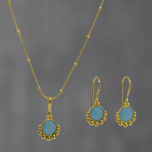 Collar con colgante de calcedonia y oro azul simplista hecho a mano 925 collar con colgante de plata esterlina sólida regalo de joyería para ella - Product Image 3
