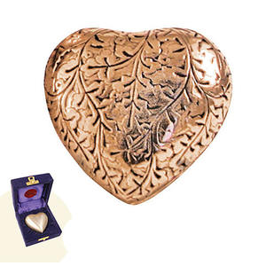 โกศทองเหลืองพร้อมกล่องกำมะหยี่ของที่ระลึกงานแกะสลักรูปหัวใจทำจากทองเหลืองโลหะสำหรับงานศพเด็ก - Product Image 1