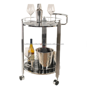 Suministros para Bar Nuevo elegante carrito de Bar Carrito para servir Restaurantes Hotel Utiliza Metal Rectángulo Espejo Carrito de barra dorada - Product Image 2