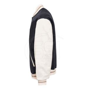 Blouson universitaire noir à col montant, coupe droite, style décontracté, fermeture boutonnée simple, respirant, séchage rapide, idéal pour l'hiver - Product Image 3