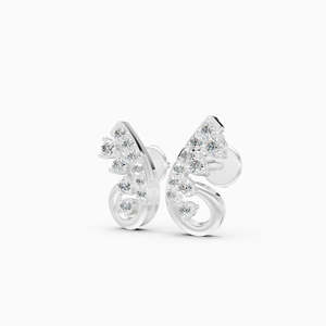 Boucles d'oreilles clous classiques plaquées or rose 10K, motif fleur, zircon rouge taille coussin, accents de diamants, sertissage clos, romantiques pour femme - Product Image 2