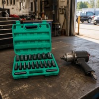 Jeu de douilles à chocs profondes métriques en acier CR-V, 20 pièces, 1/2 pouce, 6 mm-32 mm, pour usage automobile et industriel