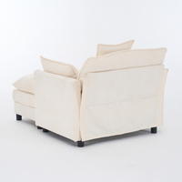 Fauteuil d'appoint en chenille beige avec ottoman, fauteuil rembourré moderne pour salon et chambre à coucher